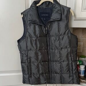 Lands' End Metallic Grey Puffer Vest